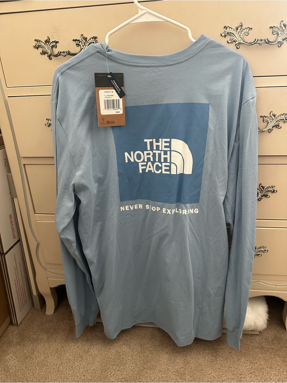 The North Face Men's Long Sleeve Graphic Tee - Light Blue